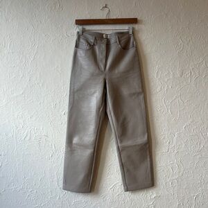 Wilfred Stone Taupe Straight Faux Leather Pants